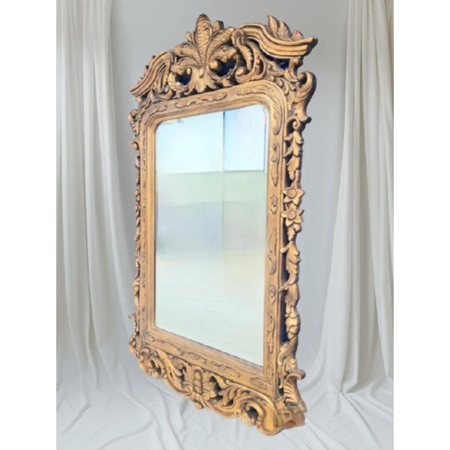 La Barge Vintage Gold Gilt Decorative Pineapple or Acorn Top Hollywood Regency Wall Mirror For Sale - Image 4 of 7
