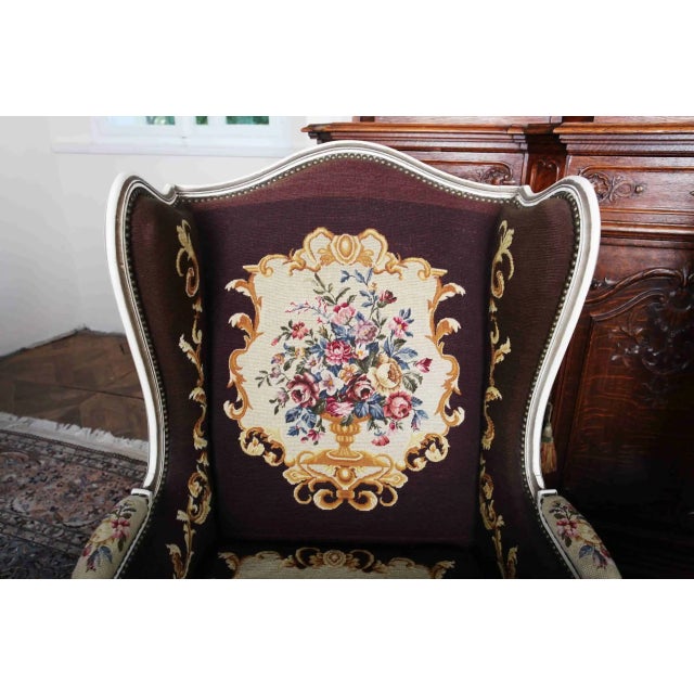 Armchairs made of solid wood upholstered with hand-woven tapestry. 19th century. France. Louis XV style. Comfortable...