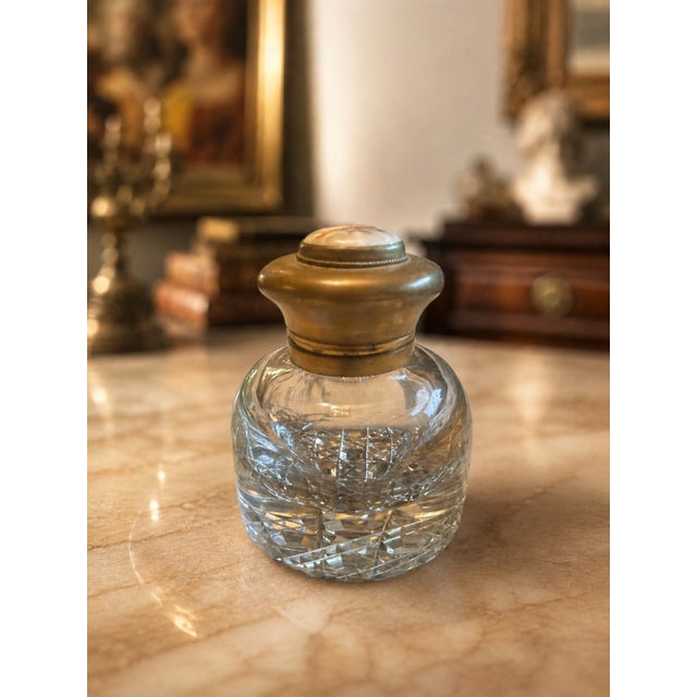Victorian Antique Victorian Coromandel and Ormolu Mounted Crystal Inkwell by Betjemann & Sons, Circa 1860 For Sale - Image 3 of 4