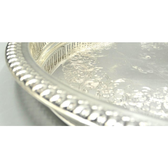 Mid 20th Century Mid Century Silver Plate Serving Drinks Tray For Sale - Image 5 of 10