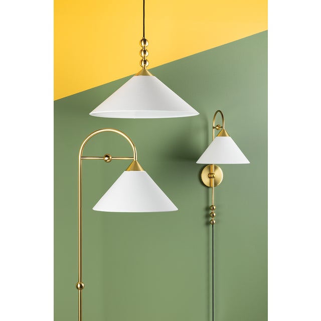 Brass Mitzi Sang 20 in. 1 Light Pendant in Aged Brass Finish For Sale - Image 8 of 13