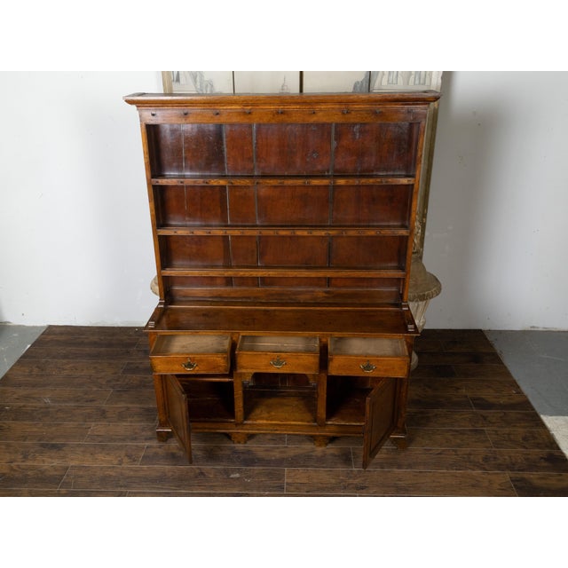 English 19th Century Oak Welsh Dresser with Open Shelves and Low Sideboard For Sale - Image 12 of 12