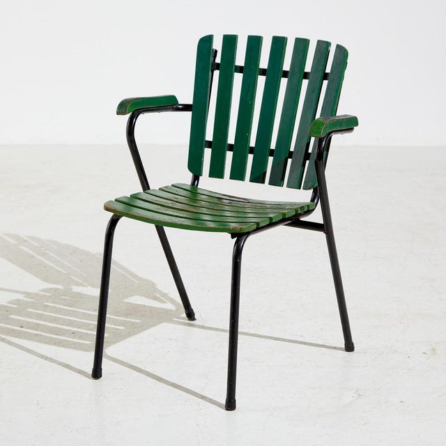 Green Metal & Wood Garden Armchair For Sale - Image 16 of 16