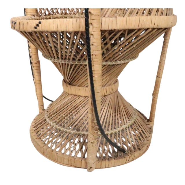 Wicker Fan Back Peacock Emmanuelle Style Chair c.1970's For Sale - Image 9 of 13