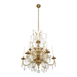 Mid 20th Century Plaza Hotel French Brass & Crystal Table Lamp Converted Chandelier For Sale