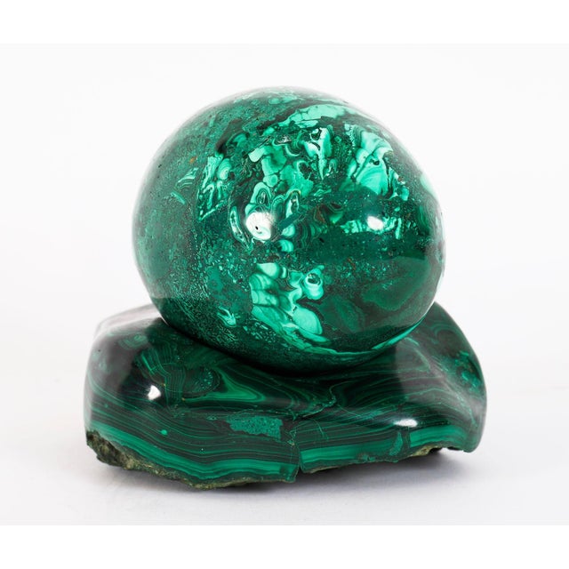 Antique Art Deco Russian Polished Malachite Egg and Stand, 1930s For Sale - Image 3 of 18