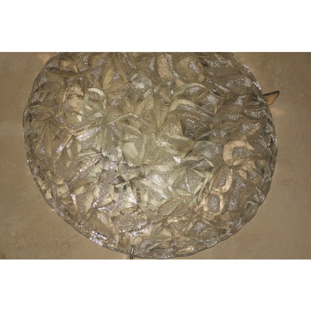 Frosted Ice Glass and Brass Plafonnier from Kaiser Leuchten, 1970s For Sale - Image 10 of 13