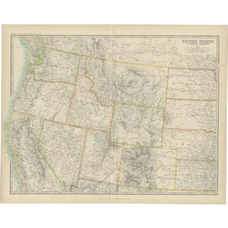 Antique Map of the United States North West by Johnston, 1909 For Sale