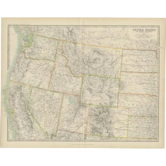 Antique Map of the United States North West by Johnston, 1909 For Sale