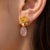 Modern Lotus Rose Quartz Drop Earrings, Pair For Sale - Image 3 of 9
