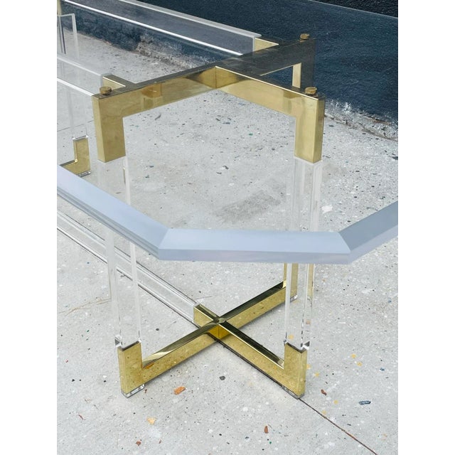 Brass Charles Hollis Jones Lucite & Brass Dining Table From the "Metric" Collection, For Sale - Image 8 of 13