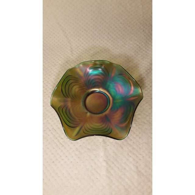 Fenton Cut Arcs Green Carnival Glass Bowl For Sale In Nashville - Image 6 of 6