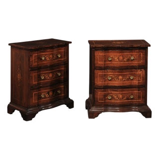 19th Century Pair of Italian Petite Serpentine Commodini, For Sale