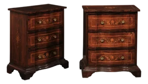 19th Century Pair of Italian Petite Serpentine Commodini,