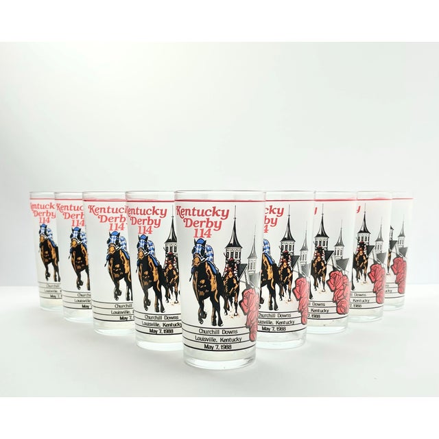 1980s Vintage 9 Kentucky Derby Equestrian Highball Tumbler Glasses 5 1/4” 12oz Excellent condition. No chips, cracks, or...