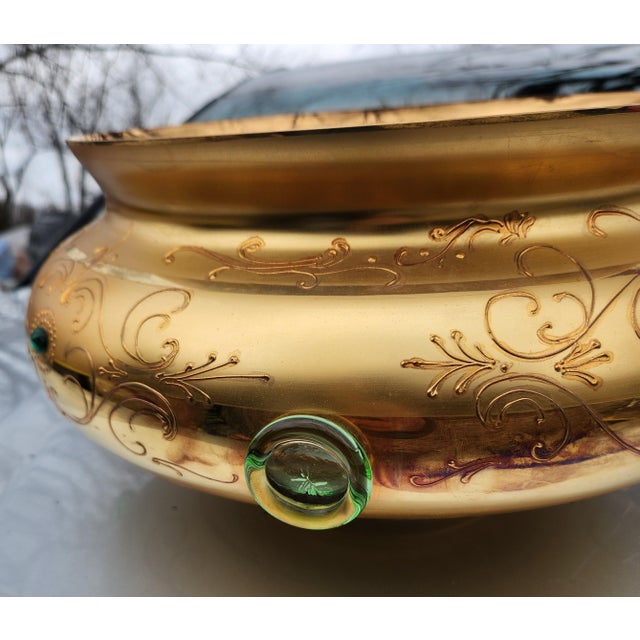 Vintage Murano Glass. Large Centerpiece large bowl gilded in 24K Gold overlay with 24K gold scrollwork and gilding finish...