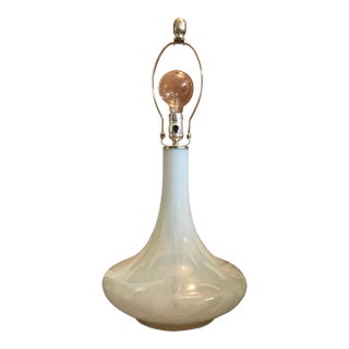 Late 20th Century White & Silver Glass Table Lamp For Sale