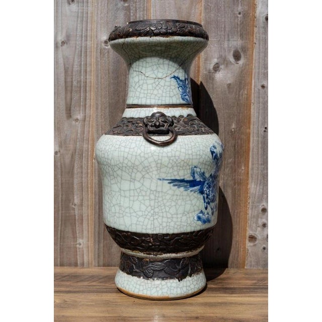 Large Early 19th Century Chinese Qing Dynasty Crackle Glazed Porcelain Vase For Sale - Image 6 of 18