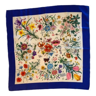 Vintage Gucci "Flora" Silk Scarf For Sale