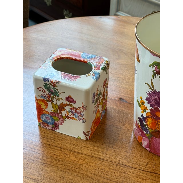 Mackenzie Childs Flower Market Boutique Tissue Box + Waste Basket For Sale In San Francisco - Image 6 of 12