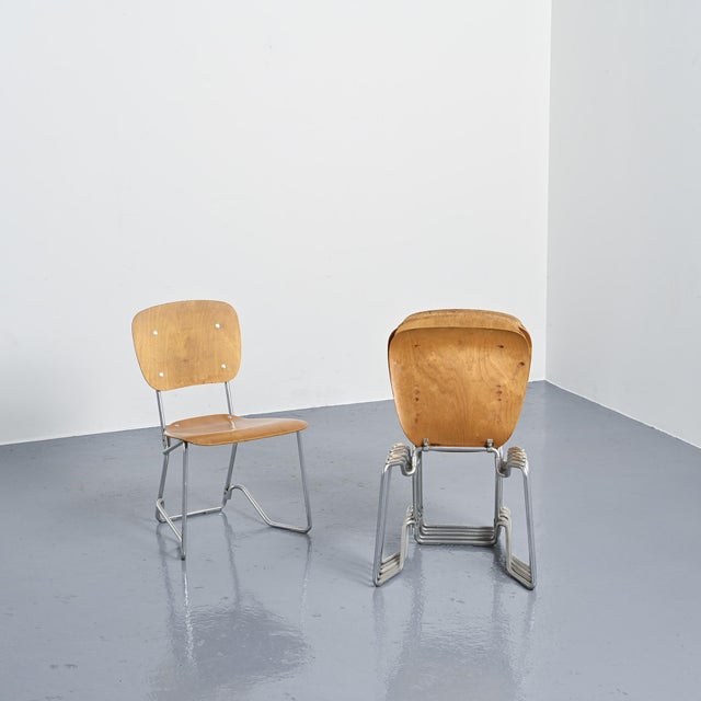 Set of six "Alu-Flex" chairs by Swiss designer Armin Wirth. Originally designed for a school, these chairs are stackable:...