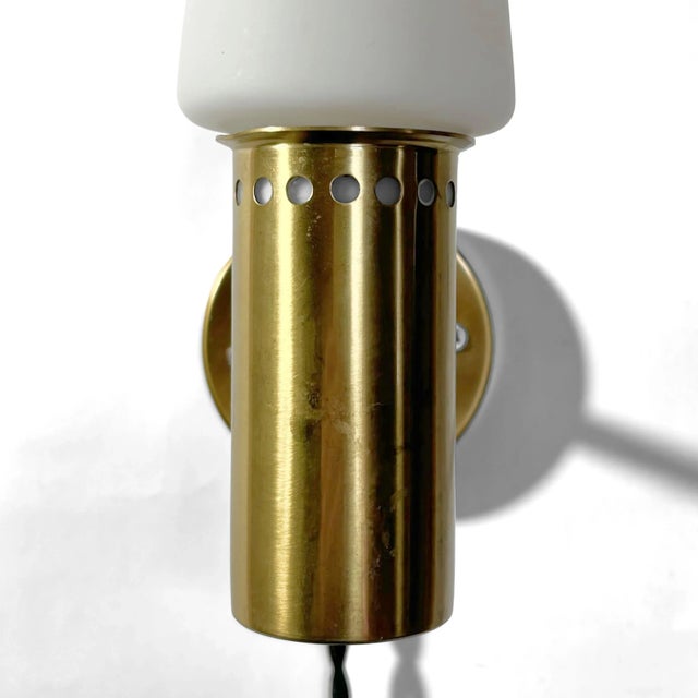 Metal Wall Lamp in Brass and Opal Glass by Hans-Agne Jakobsson, 1960s For Sale - Image 7 of 11