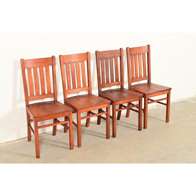 Charles Limbert Limbert Style Antique Mission Oak Arts & Crafts Dining Chairs, Set of Four For Sale - Image 4 of 8