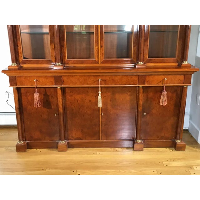 French Mid 20th Century French Empire Style Custom Breakfront With Classical Brass Mounted Ormolu Column For Sale - Image 3 of 12