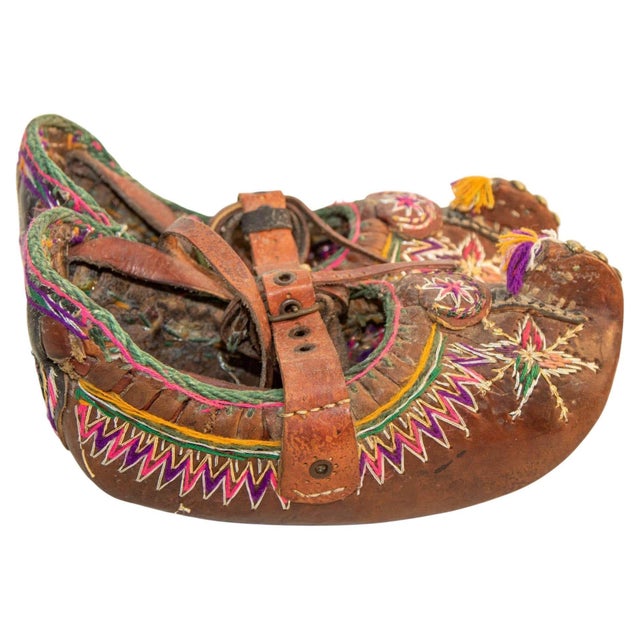 Antique Charogh Decorative Collectible Ethnic Shoes, Handcrafted Leather, Turkey, Circa 1900 Antique Pair of Charogh...