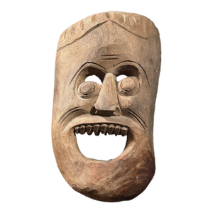 Vintage Hand Carved Grotesque Folk Art Mask