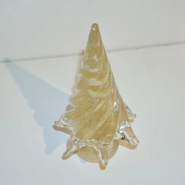 Cenedese 1980s Italian Modern 24k Gold Dust Twisted Murano Glass Tree Sculpture For Sale - Image 10 of 11