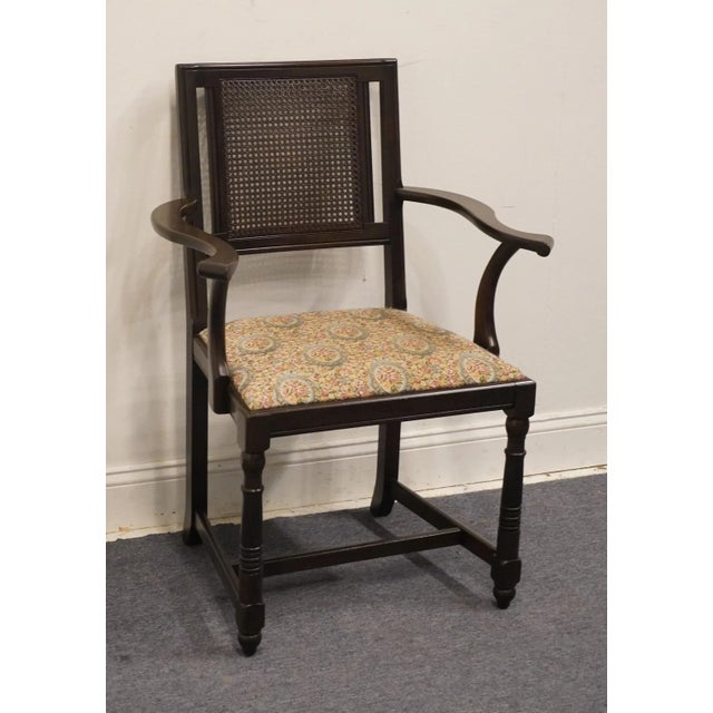 Berkey & Gay Vintage Antique Berkey & Gay Solid Walnut Rustic European Dining Arm Chair For Sale - Image 4 of 10