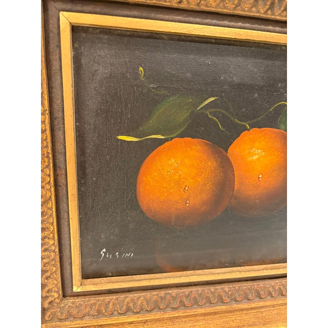 Still Life Vintage Oil Painting of Oranges in Gilt Wood Frame For Sale - Image 4 of 14