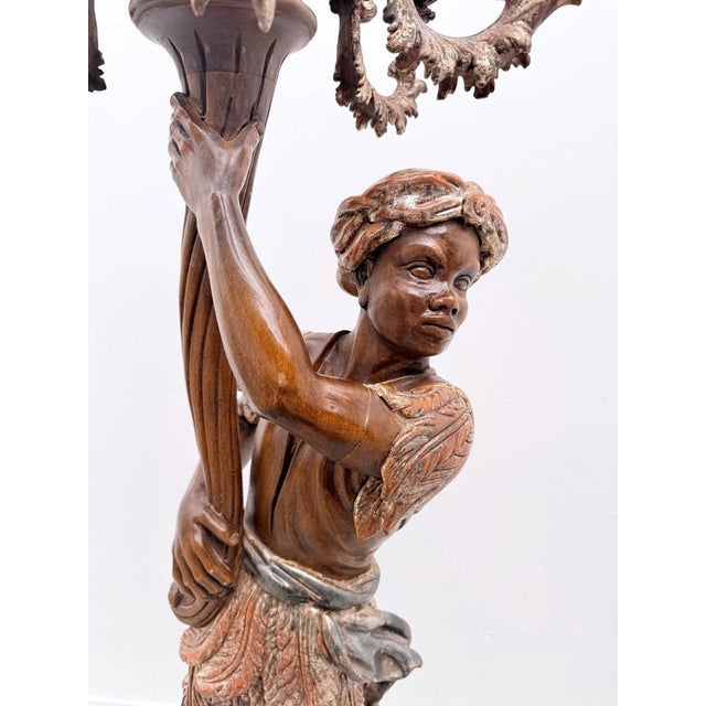Carved and Gilded Wooden Torch-Style Floor Lamp, 1970 For Sale - Image 10 of 12