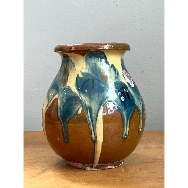 Vintage Drip Glaze Ceramic Vase For Sale - Image 12 of 12