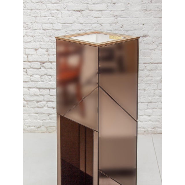 1970s Smoked Mirrored Illuminated Planter attributed to Belgo Chrome, 1970s For Sale - Image 5 of 15