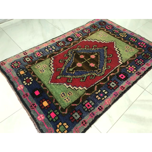 Textile 1960s Vintage Nomadic Bohemian Tribal Rug- 3′7″ × 5′5″ For Sale - Image 7 of 11