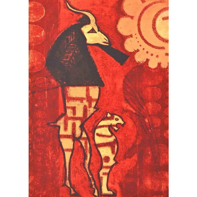 Idols is a lithograph on Arches paper realized by Max Ernst in 1972. Belongs to the suite "Judith". Limited edition of...