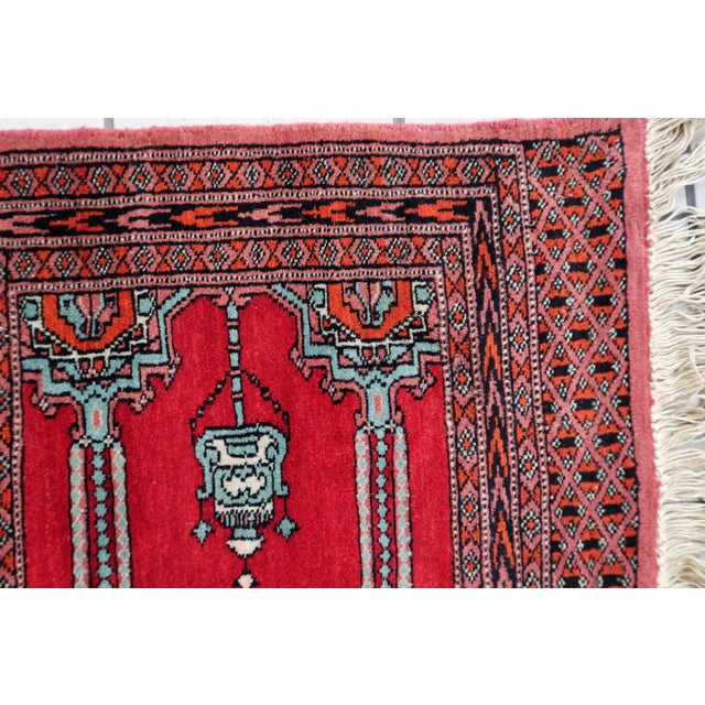 Red 1960s, Vintage Uzbek Bukhara Multi-Niche Prayer Runner 1.1' X 6.1' For Sale - Image 8 of 13