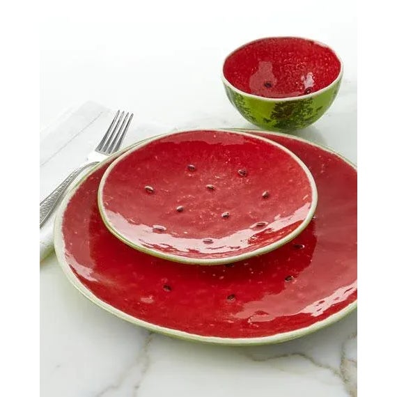Bordallo Pinheiro Charger Plate Watermelon Ceramic Large Tray Serving Salad Red Green 12 Inch For Sale - Image 12 of 17
