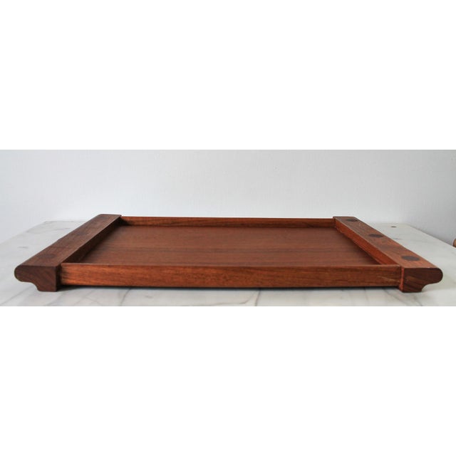 Mid-Century Modern Vintage Teakwood Tray B&m Thailand For Sale - Image 3 of 9