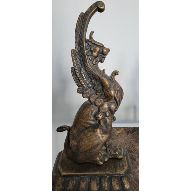 Italian Italian Die-Cast Brass Andiron Set in Antique Brass Finish - a Pair For Sale - Image 3 of 7