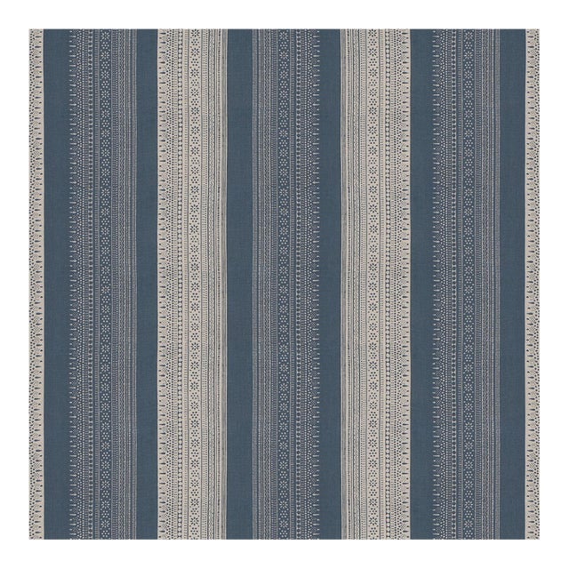 Sample - Schumacher Calista Block Print Fabric in Indigo For Sale