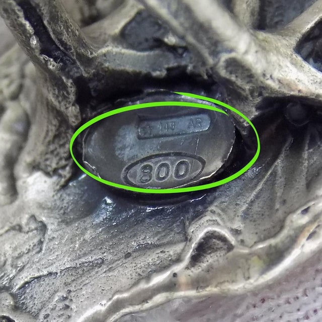 Metal Vintage Italian Handmade Genuine Silver River Bird Heron Solid & Rare Figurine Detailed Sculpture For Sale - Image 7 of 9