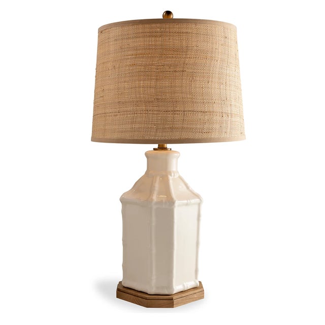 2020s Amelia Cream Bamboo Birdcage Lamp with Raffia Shade For Sale - Image 5 of 5