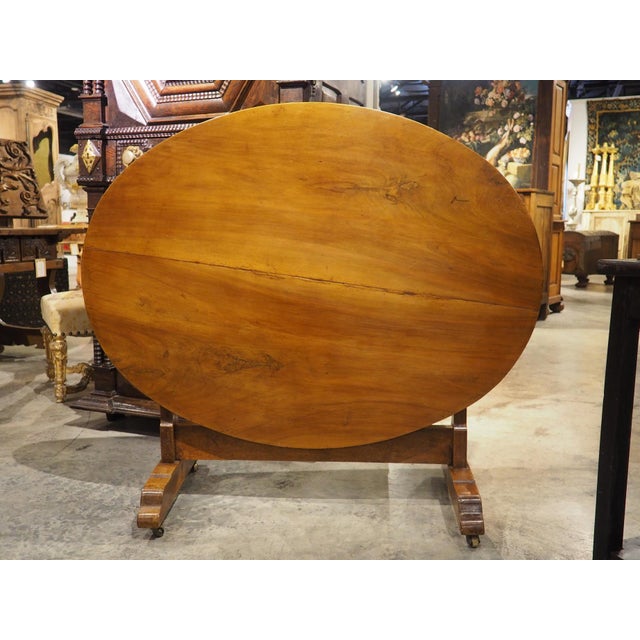 Wood Antique French Cherrywood Wine Tasting Table With Lyre Support, Circa 1890 For Sale - Image 7 of 18