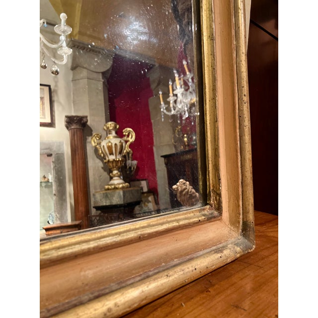 Wood Tuscan Neoclassical Pink Lacquered and Double Gold Leaf Framed Pier Mirror in Mercury Glass, Italy, 18th Century For Sale - Image 7 of 9