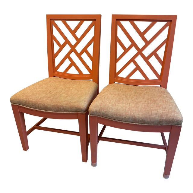 Pair of Kindel Trellis Side Chairs For Sale