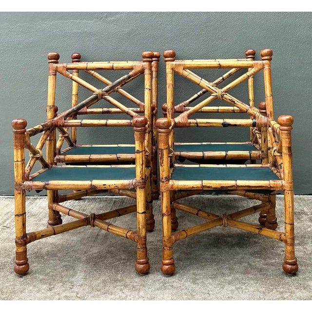 Vintage Bamboo X-Backdining Chairs - Set of 4 For Sale - Image 9 of 15