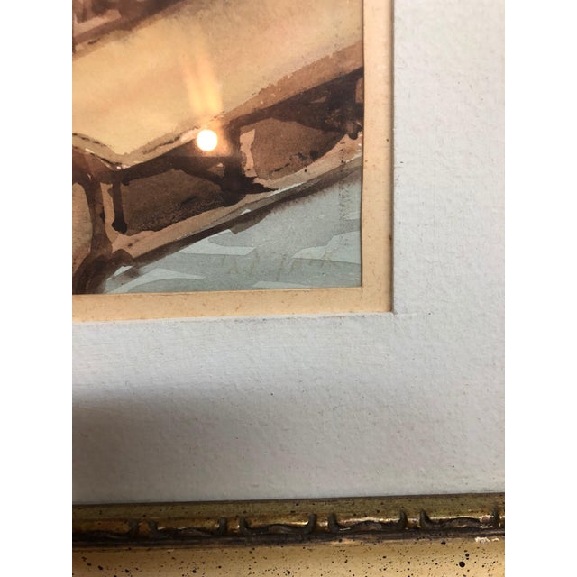 Mid 20th Century Zvi Ehrman, Israeli Modernist Safed Synagogue Interior Folk Art Watercolor Painting For Sale - Image 5 of 6